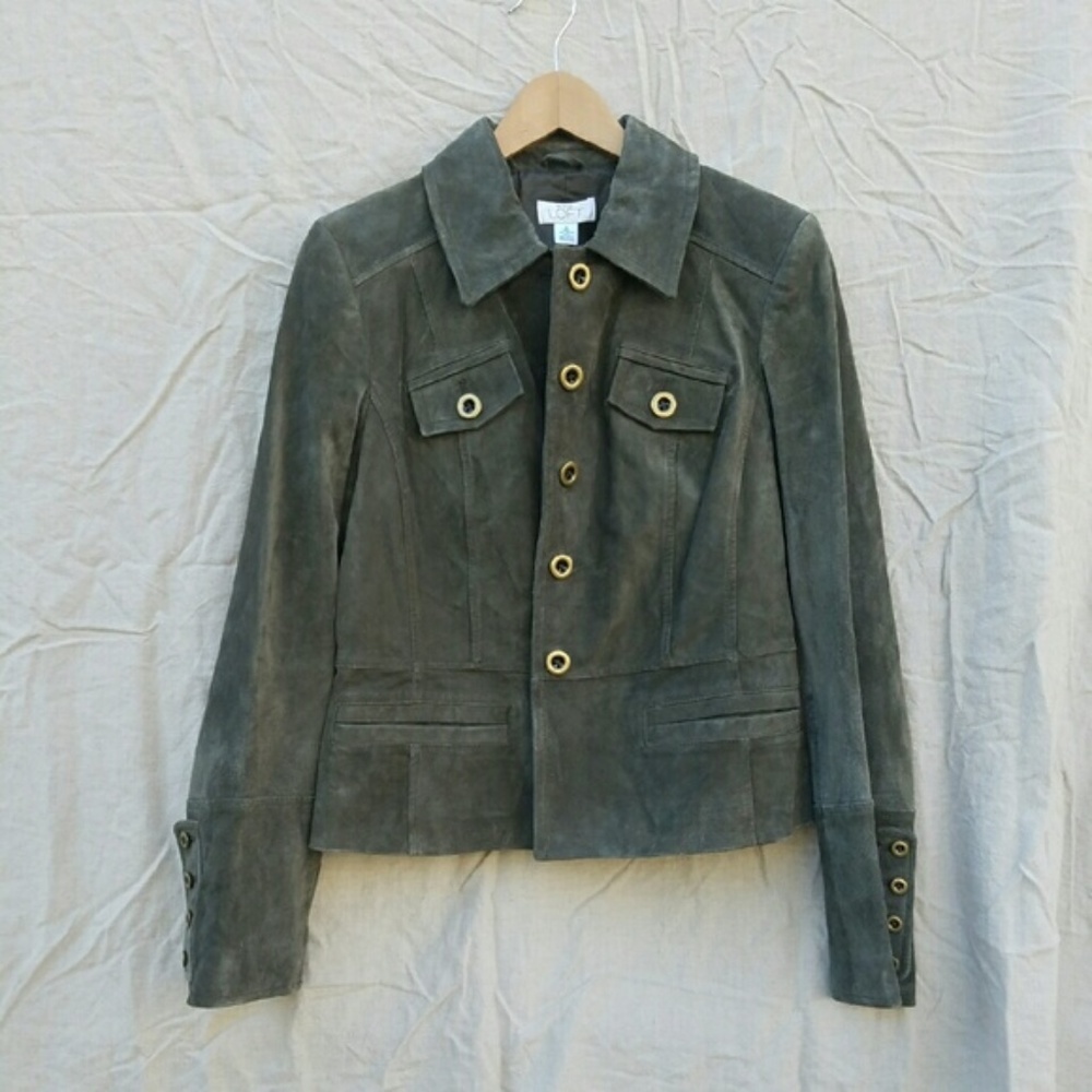 LOFT Olive green leather jacket